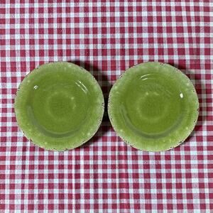 Pier 1 Imports Set of 2 Green Carmelo Melamine Dinner Plates Crackle Finish